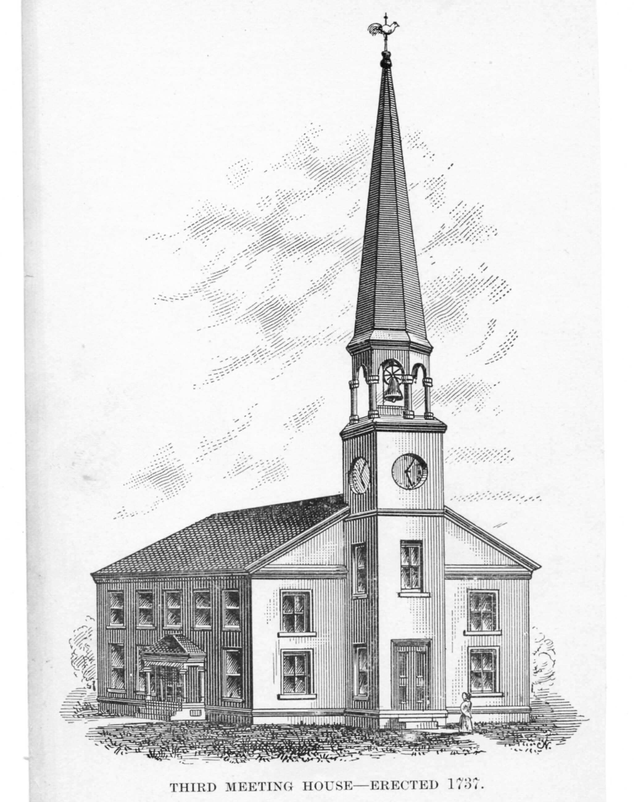 Drawing of the third meetinghouse on 129 Main. 