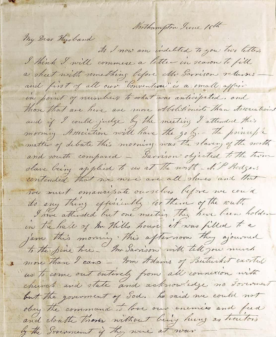 Handwritten letter begins with "My Dear Husband"