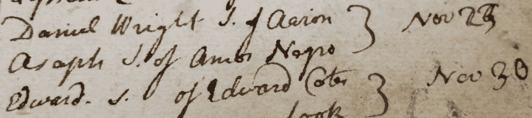 Portion of handwritten document listing names and dates