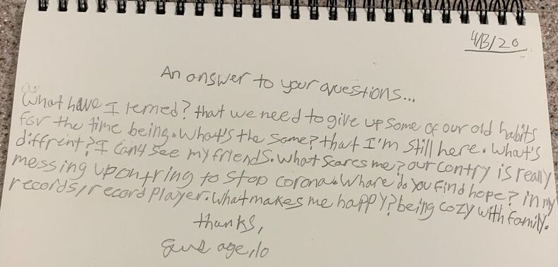 handwritten answer to questions