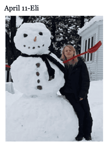 photo of young person and snowman