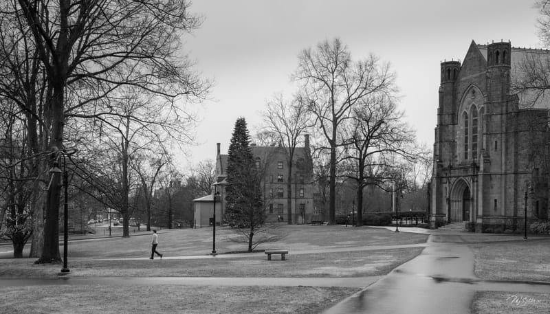 Photo of empty campus of Mount Holyoke College, South Hadley