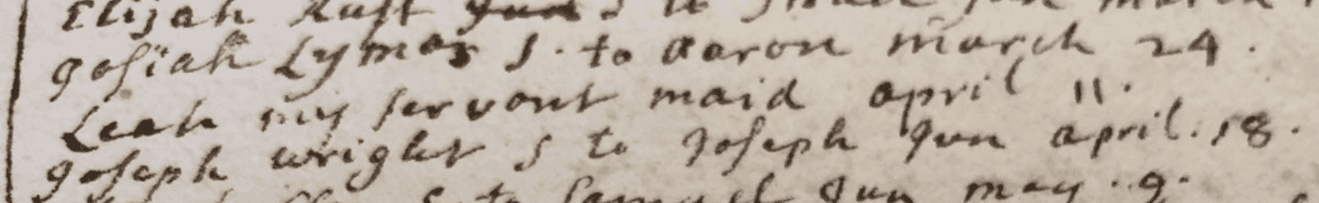 Portion of handwritten document listing individuals, and dates