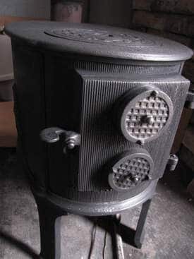 Photo of a cast iron wood stove