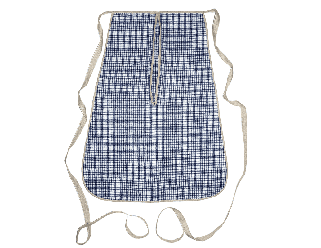 Illustration of a blue and white checked apron